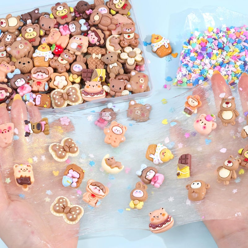 Glitzest 100PCS TINKRSTUFF Brown Slime Charms Cute Flatback Resin Charms for Slime, Kawaii Random Decoden Charm for Embellishments Phone Junk Case Charms Bulk, Hairpins Scrapbooking Crafting & DIY Decoration - Image 5